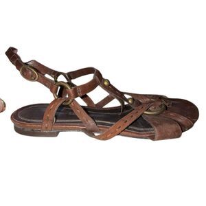 Massimo Dutti GUC Leather Strappy Sandal Steampunk Euro Summer Luxury Size 36